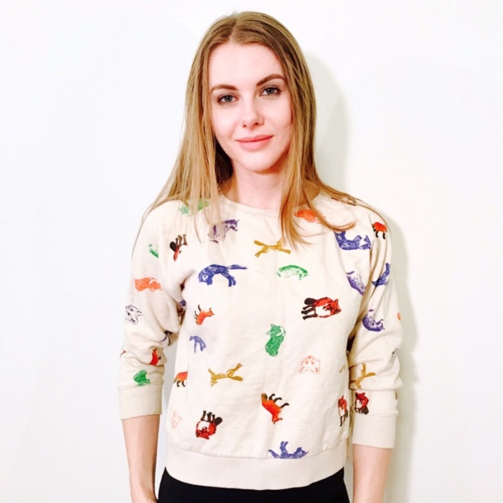 Maison Kitsune fox crop sweater size M #773